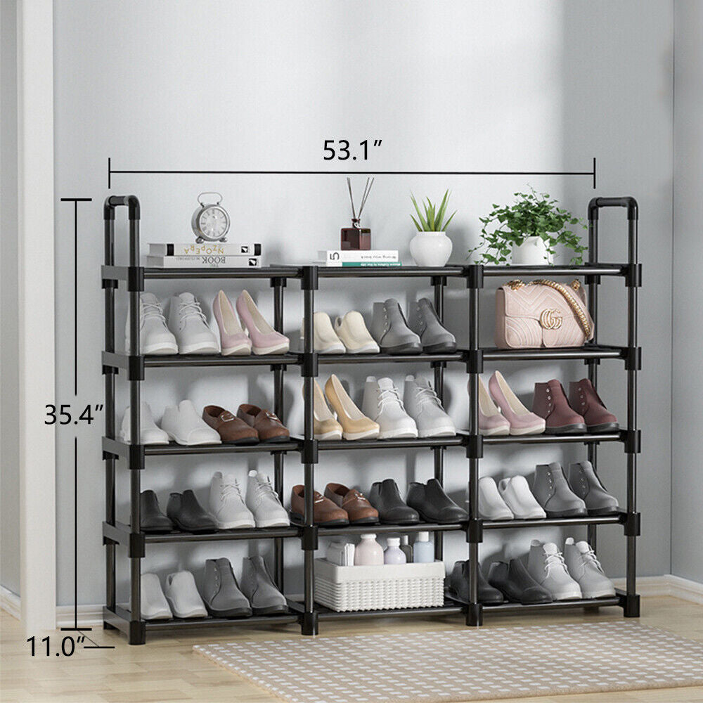 Large Capacity Metal Shoe Rack Organizer -Shoe Organizer Stackable Entryway Storage Solution for an Organized Home 3/5/8-Tier Adjustable Garage Room