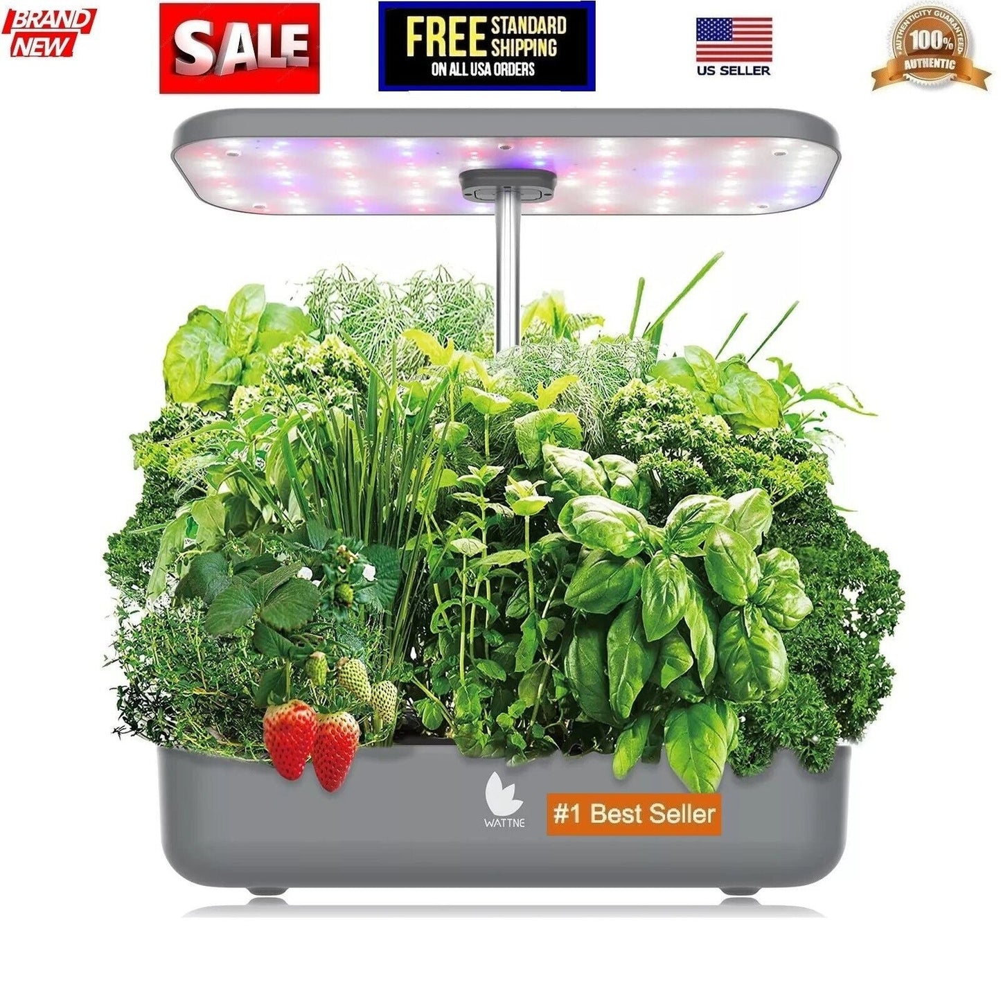 Hydroponics Growing System - 12 Pods, LED Grow Light, Adjustable Height (8-19”), Automatic Timer, Indoor Herb Garden Kit for Vegetables & Fruits