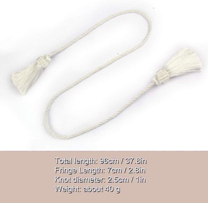 4PCS Curtain Tiebacks Handmade Decorative Curtain Holdbacks Rope with Tassel