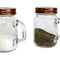 Retro Mason Jar Salt & Pepper Shaker Set – Clear Glass W/ Steel Lids, 3.25"