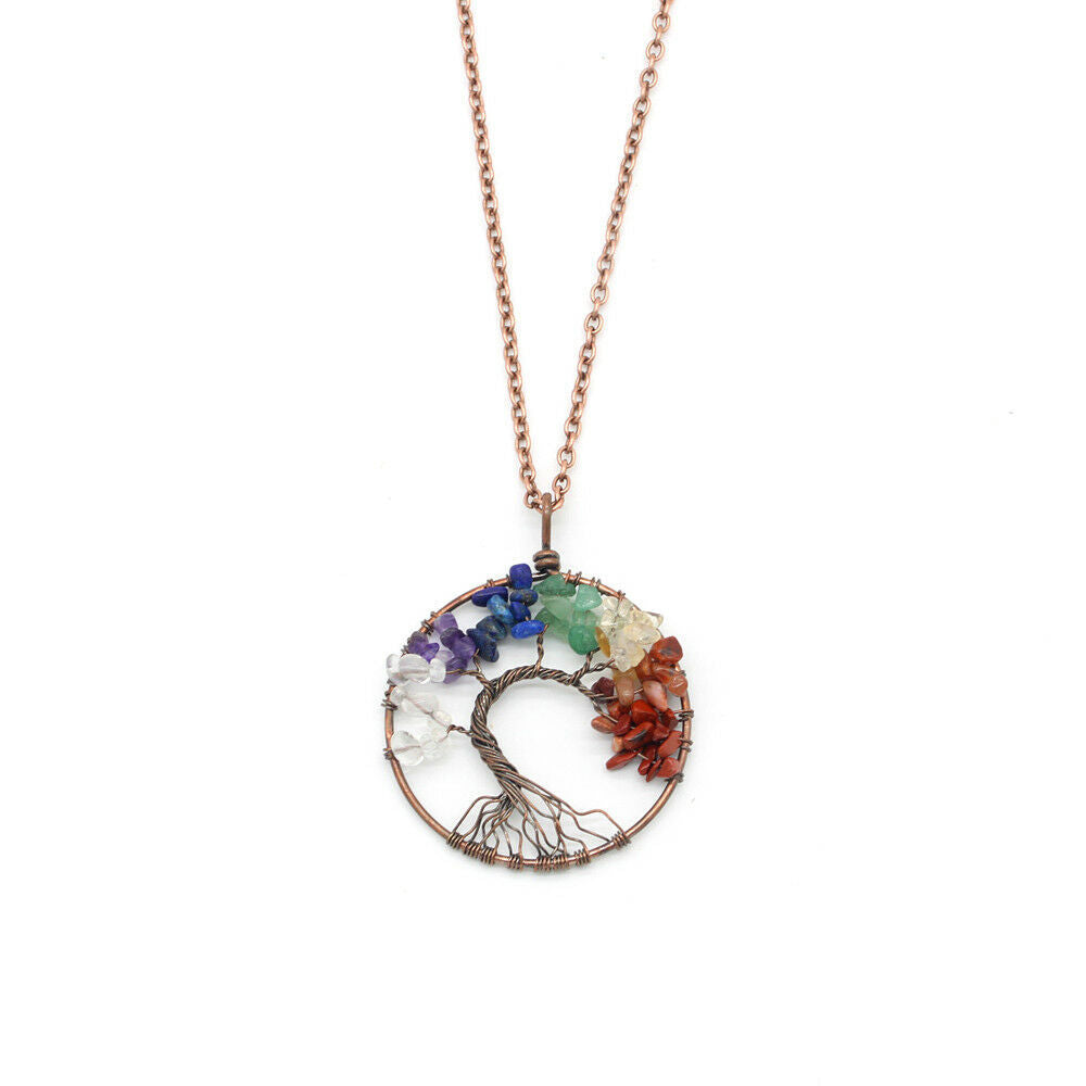 5Pc Natural Crystal Quartz Tree of Life Stone Pendant Amulet Healing Chakra