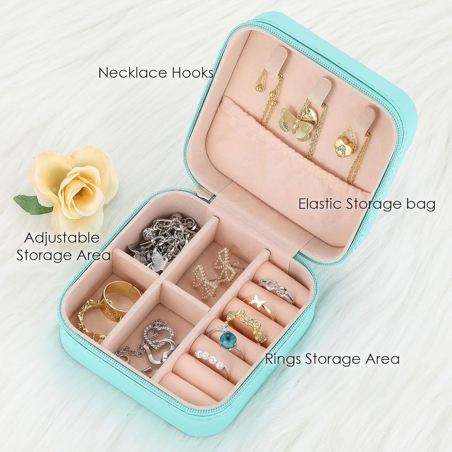 charm box Mini Travel Jewelry Box for Women – Compact Organizer for Rings, Earrings & Necklaces – Gift for Her