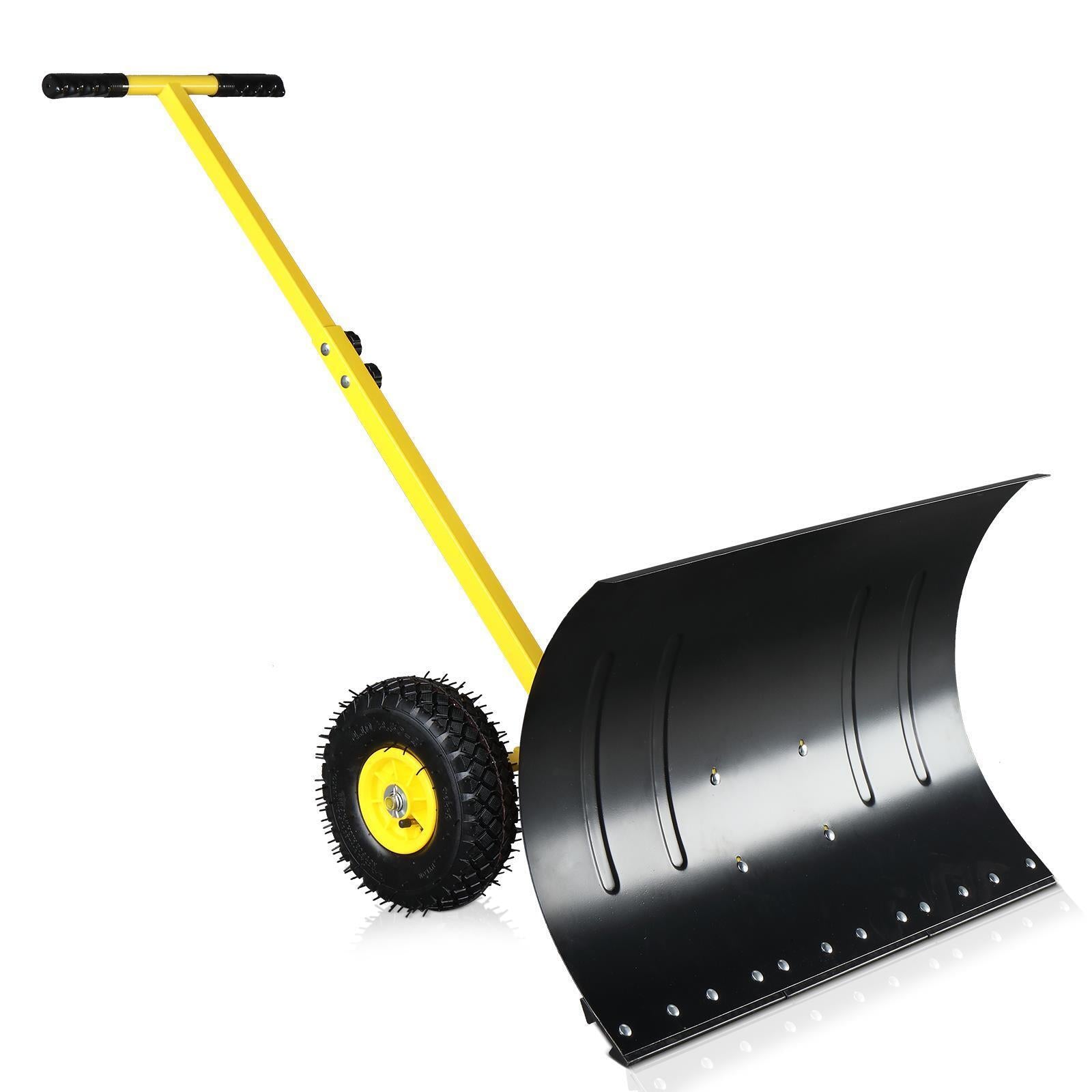 Snow Shovel with Wheels | Heavy Duty Rolling Adjustable Snow Pusher for Easy Snow Removal | Durable, High Capacity, Back-Friendly Design