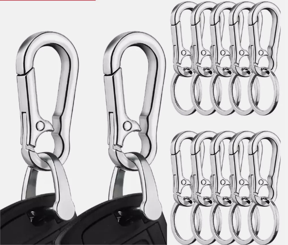 Carabiner Keychain Clip Key Ring Chain Holder – Rust-Free Zinc Alloy, Detachable Ring, Pack of 5/10 – Durable & Stylish Key Holder for Outdoor Use