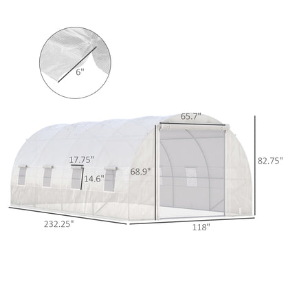 Heavy Duty Walk-In Greenhouse 20x10x7ft - Outdoor Plant Grow House, UV-Resistant PE Cover, Reinforced Steel Frame, Vent Windows, Zipper Door