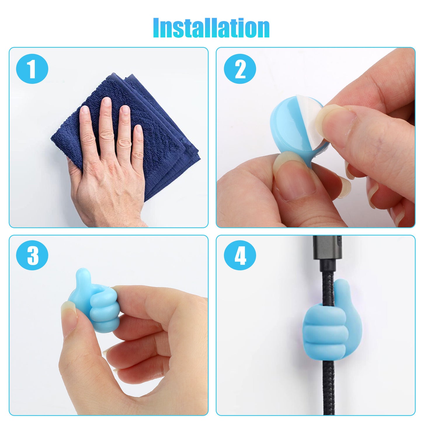 40X Thumb Shape Self Adhesive Hook Multifunctiona