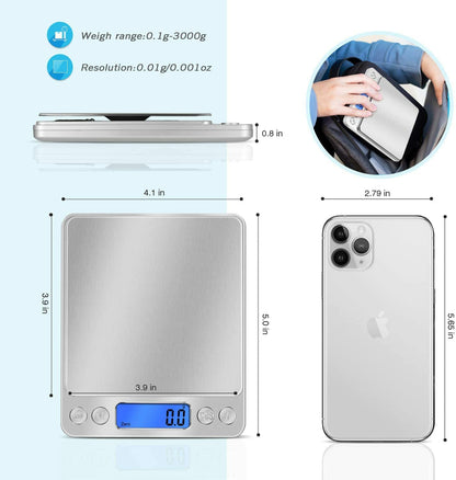 Digital Scale 3000G X 0.1G Jewelry Gold Silver Coin Gram Pocket Size Herb Grain