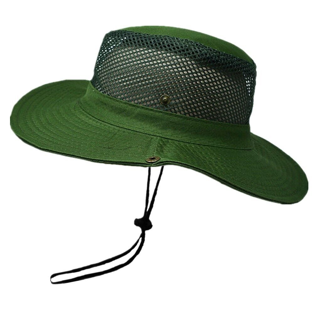 Mesh Tactical Boonie Hat Military Camo Bucket Wide Brim Sun Fishing Summer Cap