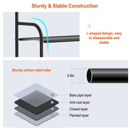 Coat and Shoe Rack for Entryway Organizer Metal Coat Hat Rack W/ 4 Tier Shelves