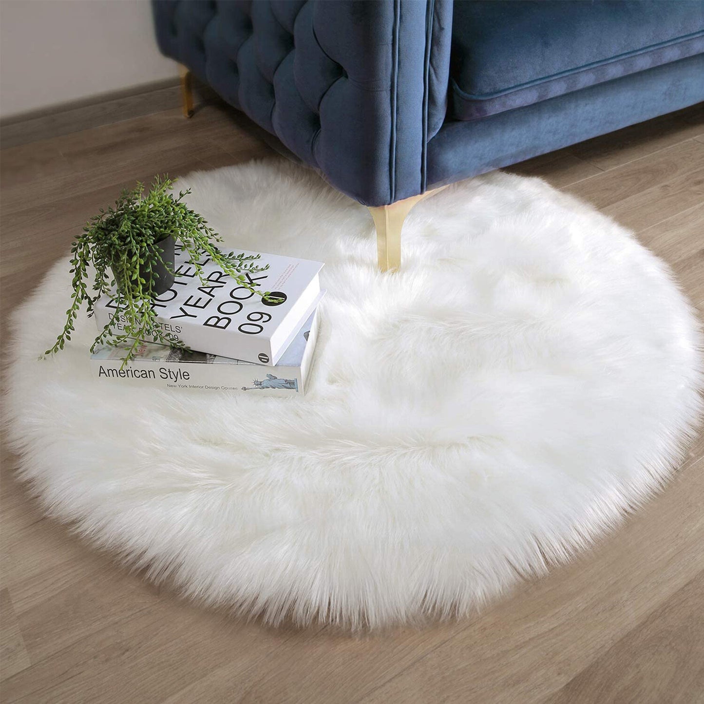Faux Fur Sheepskin Fluffy Area Rugs round Shaggy Carpet for Bedroom Living Room