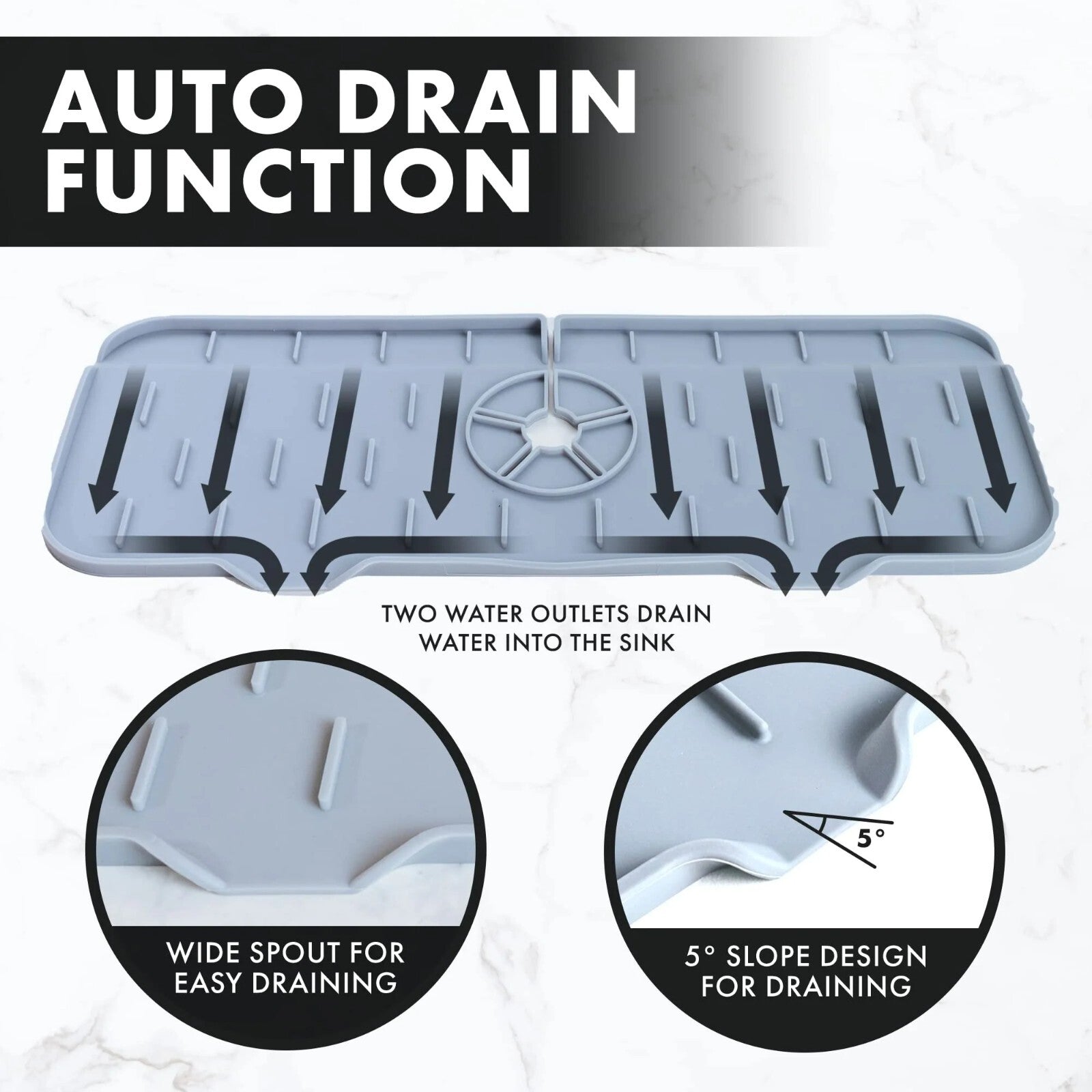 Silicone Sink Faucet Splash Guard, Faucet Absorbent Mat, Kitchen Sink Faucet Mat