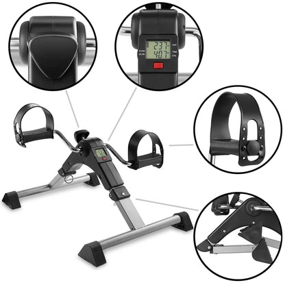 Foldable under Desk Stationary Exercise Bike - Arm Leg Foot Pedal Exerciser