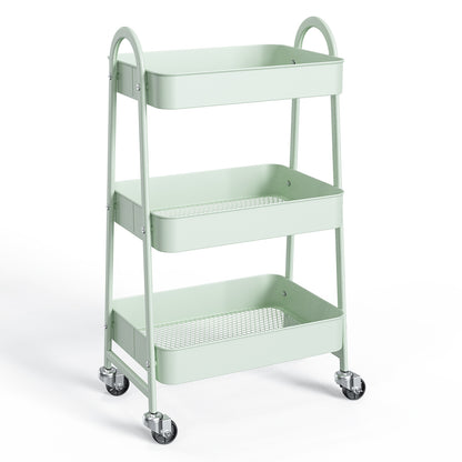 3-Tier Small Rolling Metal Storage Organizer Mobile Utility Cart Kitchen Cart