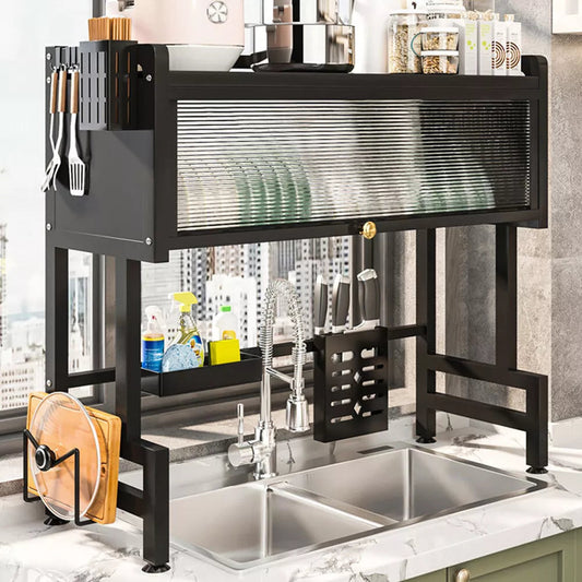 Over the Sink Dish Drying Rack, 3-Tier Large Kitchen Organizer – Metal Dish Rack with Lid Holder, Space-Saving & Rustproof for Clean, Tidy Counters!