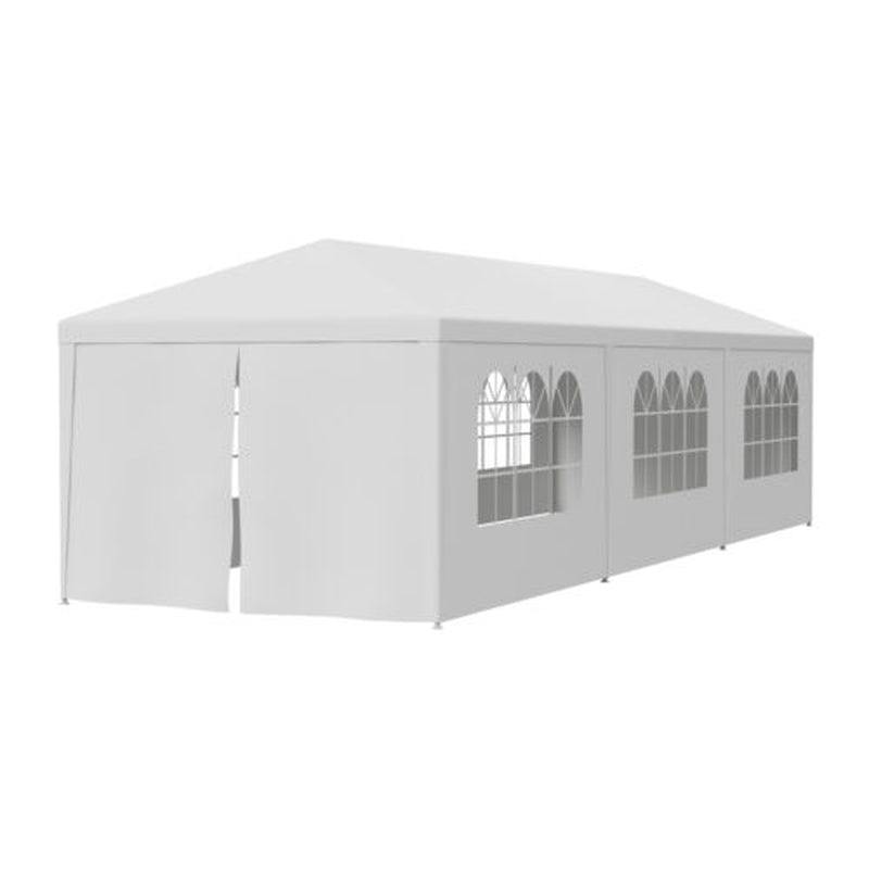 Trending 10'x30' White Party Tent | Outdoor Wedding Gazebo Pavilion w/ 8 Removable Side Walls, Waterproof Cover, Steel Frame & Easy Setup