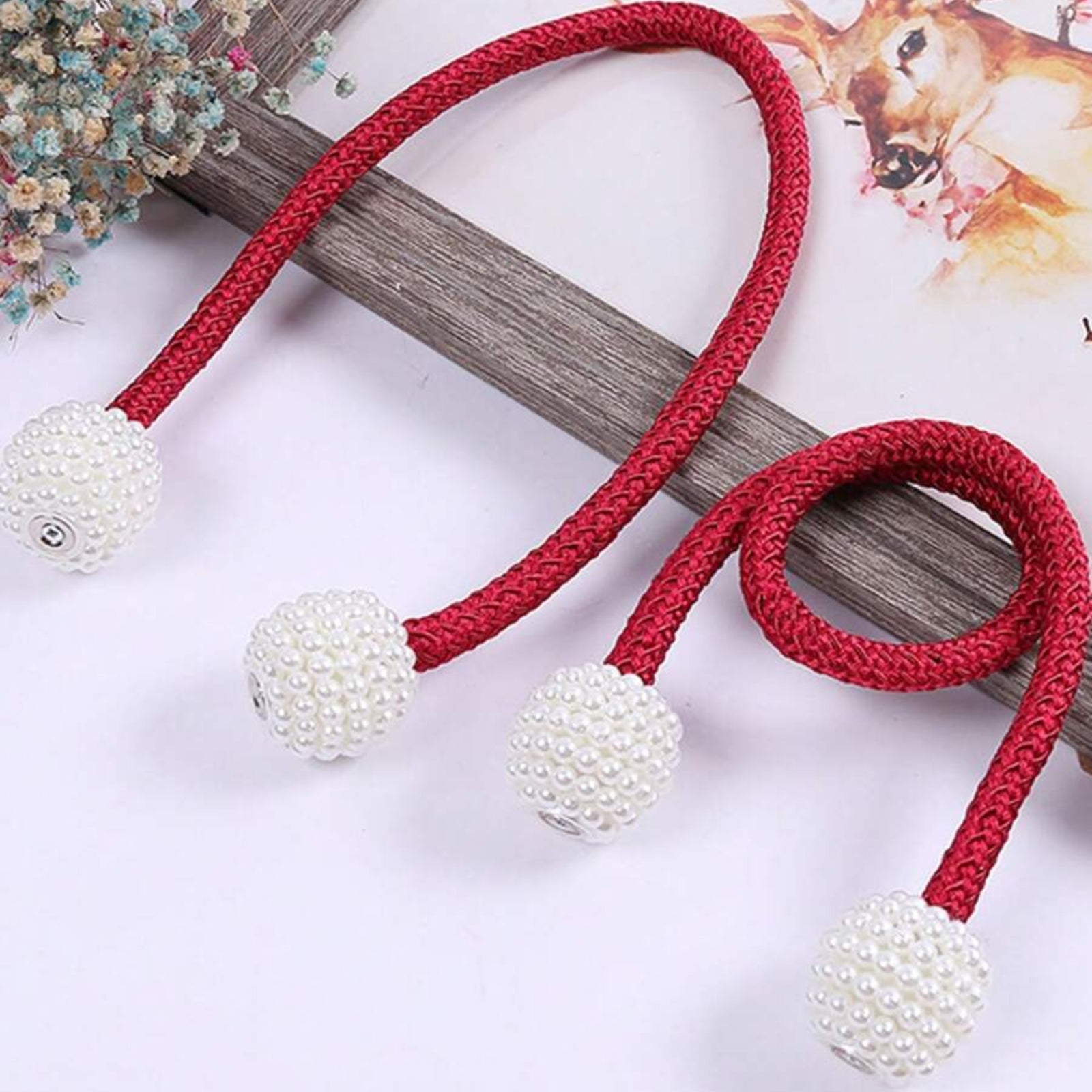 2Pcs Curtain Tiebacks Holdbacks Magnetic Buckle Woven Tie Hold Back Clips Rope