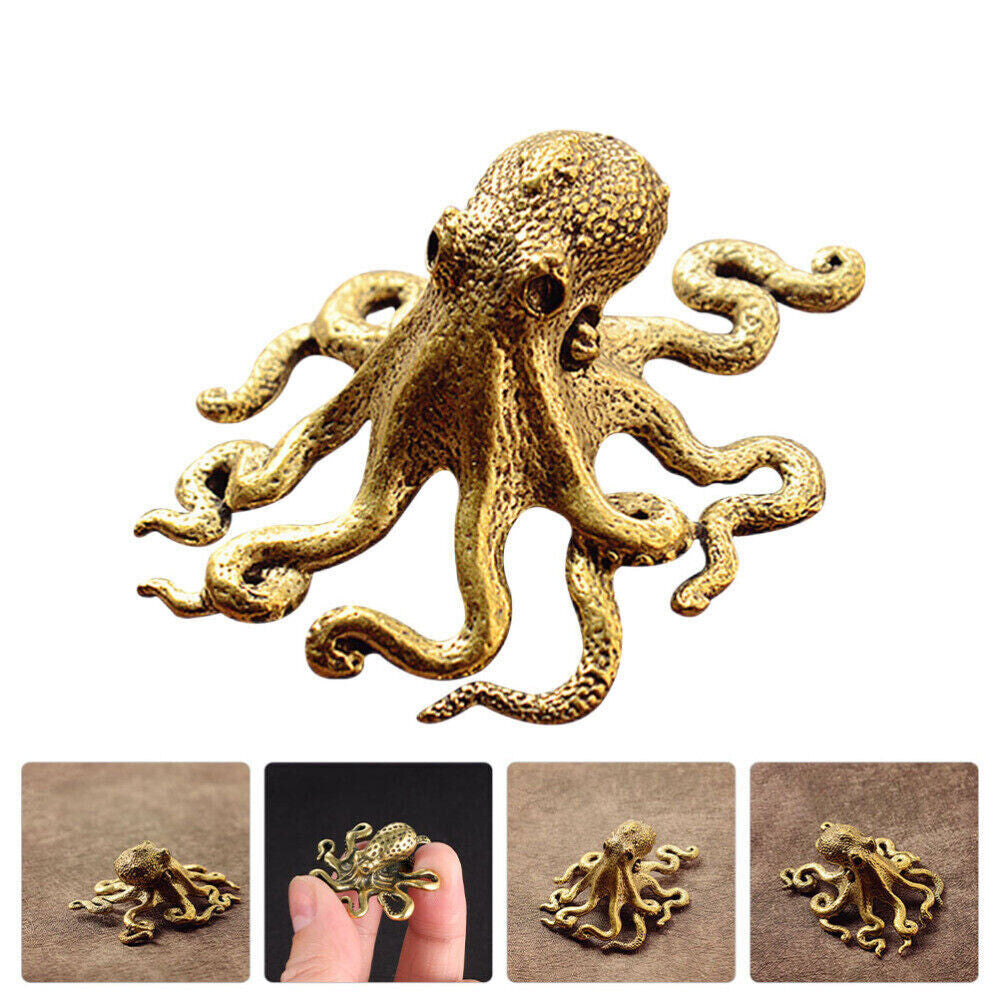 USA Brass Octopus Sculpture Wild Sea Life Figurine Housewarming Gift Decoration