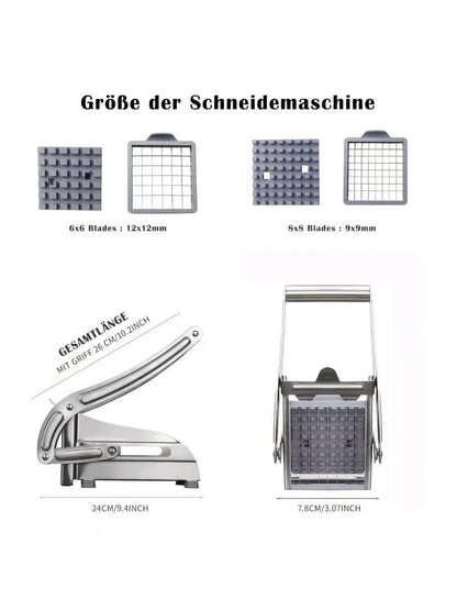 Heavy Duty Stainless Steel French Fry Cutter with Suction Feet for Potatoes