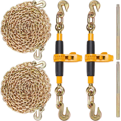 Ratchet Chain Binder 5/16"-3/8" Load Binders 7100 Lbs W/ G80 Chains 2 Pcs
