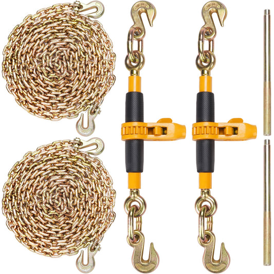 Ratchet Chain Binder 5/16"-3/8" Load Binders 7100 Lbs W/ G80 Chains 2 Pcs