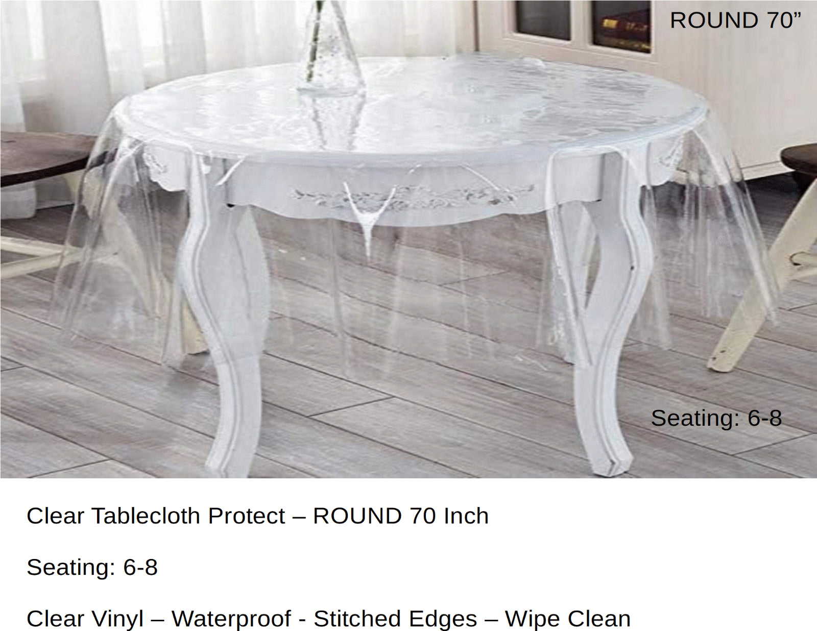 Crystal Clear Plastic Table Protector, Tablecloth Waterproof, Vinyl Table Cover