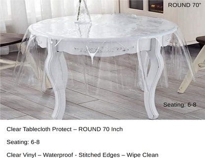 Crystal Clear Plastic Table Protector, Tablecloth Waterproof, Vinyl Table Cover