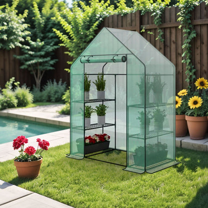 TikTok Trending! Mini Walk-In Greenhouse - 8 Shelves, 3 Tiers for Plants, Weather-Resistant, Portable, Breathable, Sturdy & Perfect for Small Spaces