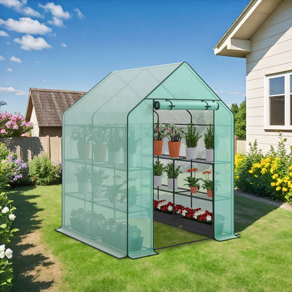 TikTok Trending! Mini Walk-In Greenhouse - 8 Shelves, 3 Tiers for Plants, Weather-Resistant, Portable, Breathable, Sturdy & Perfect for Small Spaces