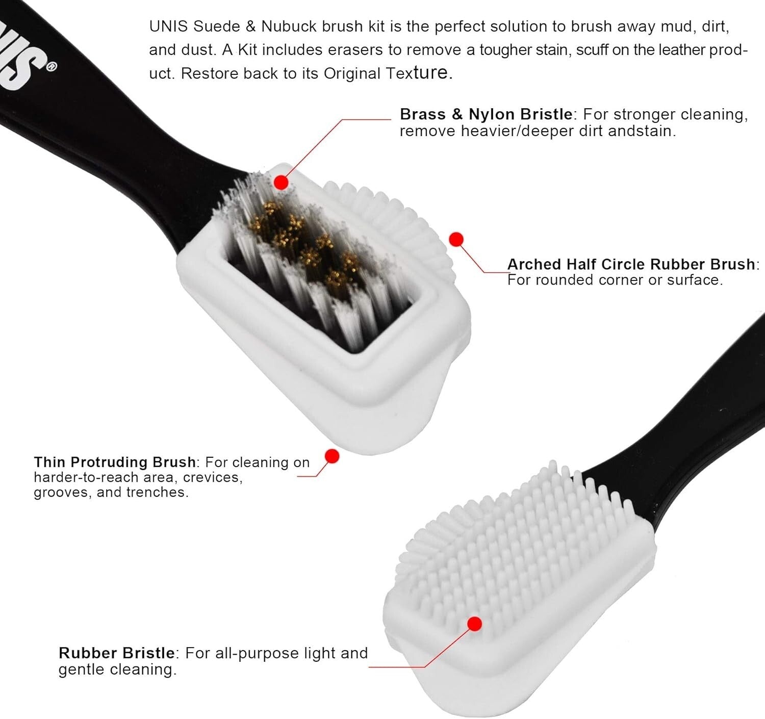 Suede & Nubuck Leather 4 Way Cleaning Caring Brush Shoe & Boots Cleaner Essentia
