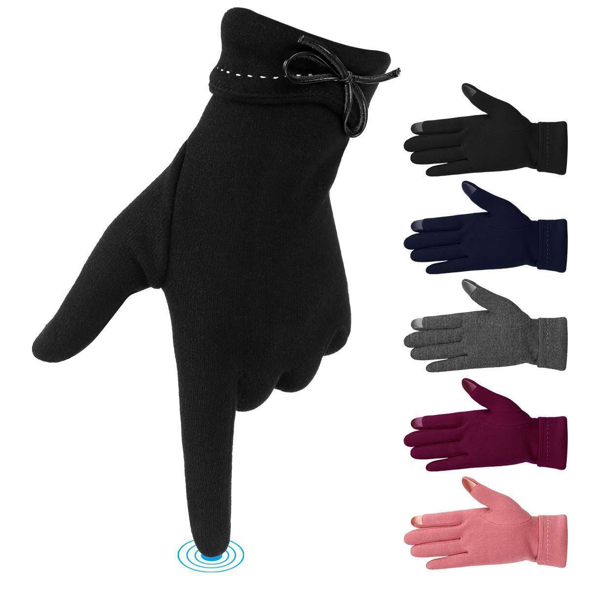 Women’s Warm Cashmere Touchscreen Gloves – Thick, Soft Winter Fleece Gloves for Texting, Typing, Cycling, Stylish Gift for Ladies