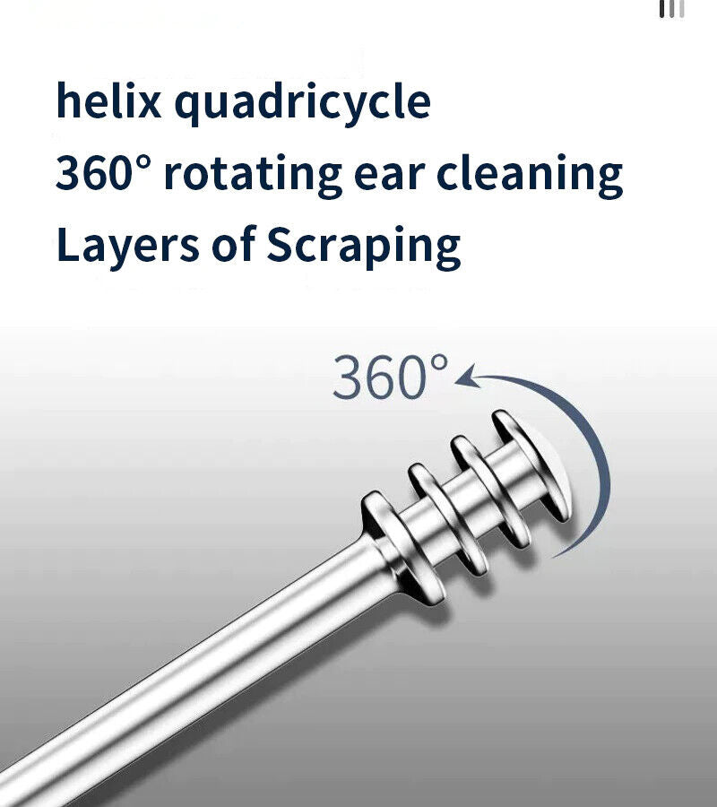 Ear Wax Remover Set 7Pcs Ear Cleaning Kit with Spiral Tool & Spoon | Safe & Reusable Ear Pick Curette for Deep Clean