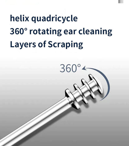 Ear Wax Remover Set 7Pcs Ear Cleaning Kit with Spiral Tool & Spoon | Safe & Reusable Ear Pick Curette for Deep Clean