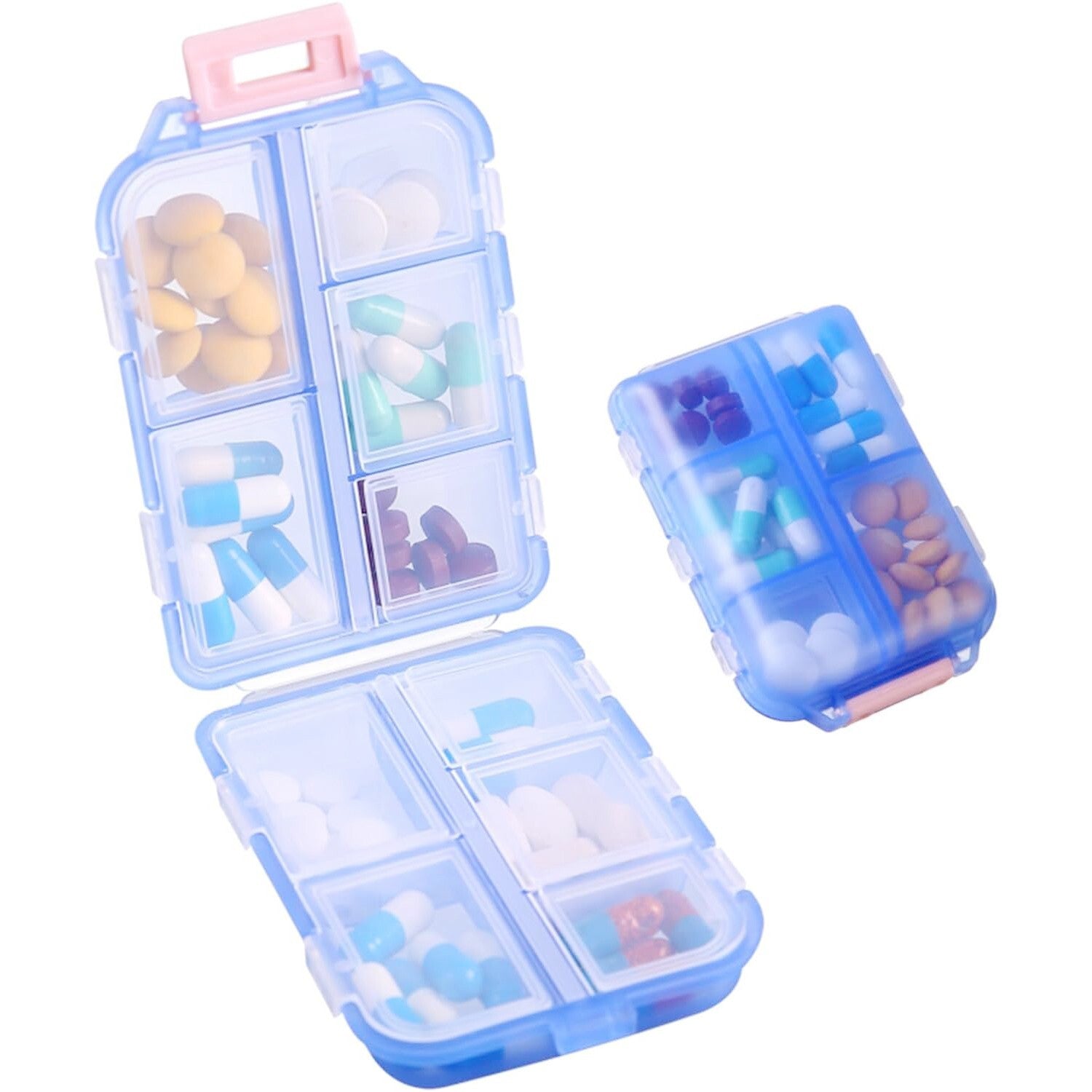 3PCS Pill Organizer 10 Compartments Travel Pill Box Portable Folding Small Case