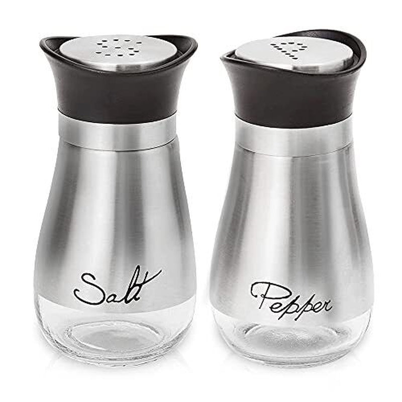 saltshaker, Salt and Pepper Shakers Set - 4oz Teal Stainless Steel with Glass Bottom, Refill, Elegant Kitchen Decor, Classic Design Seasoning Sturdy