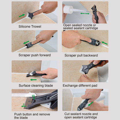 5 in 1 Silicone Sealant Remover Tool Kit Set Scraper Caulking Mould Removal US