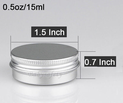 jewelry jar Silver Aluminum Tin Containers - Rust-Proof, Leak-Free Travel Jars for Cosmetics, Soap & DIY (Multiple Sizes)