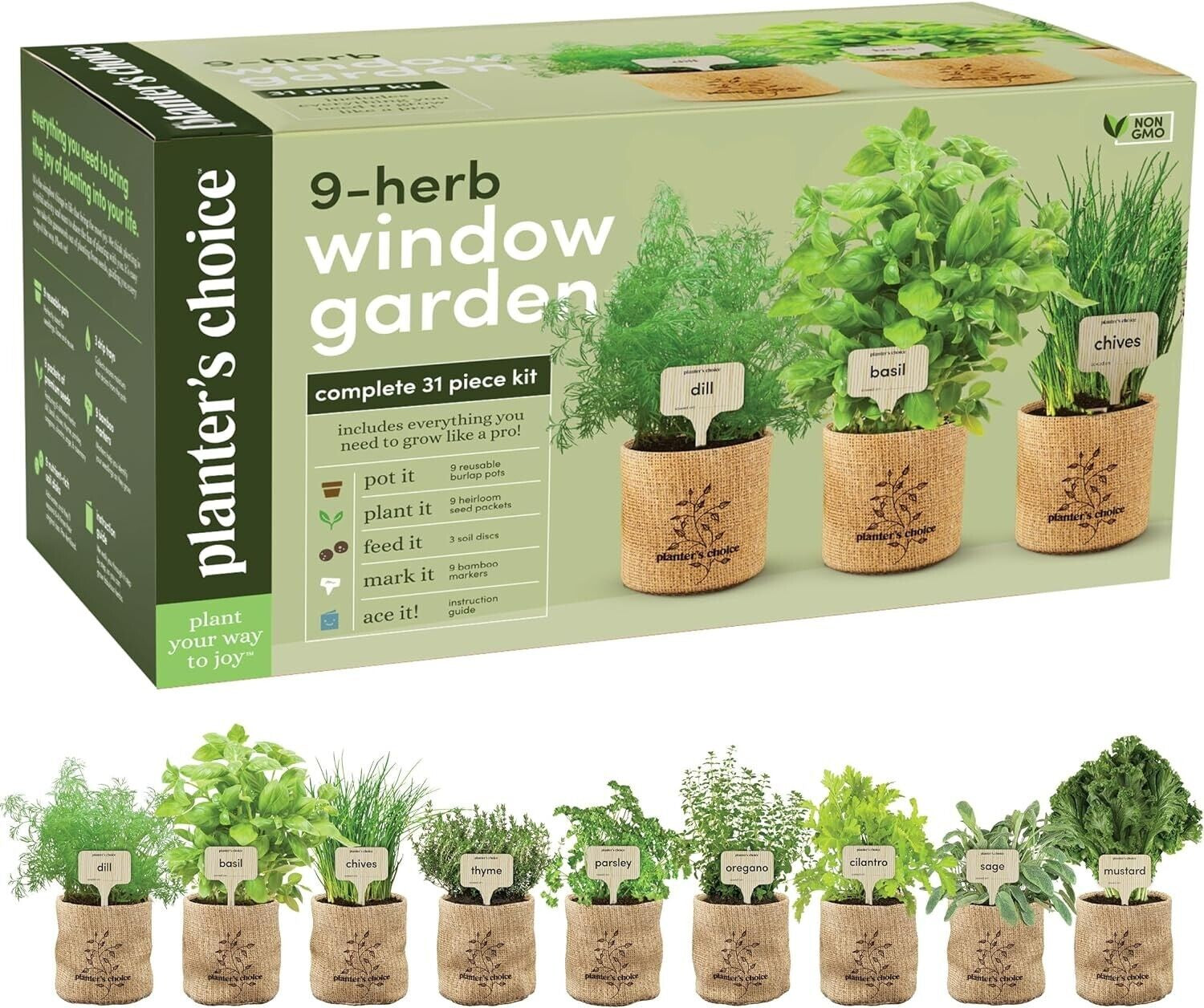 seed starter kit, Herb Garden Kit - Grow 9 Gourmet Herbs Indoors | Easy Starter Kit with Heirloom Seeds, Nutrient Soil & Guide | Perfect Gift for Home