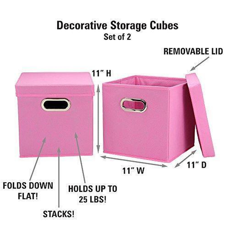 Pink Tote Lids Household Essentials Cube Set with Lids, Pink, 2-Pack