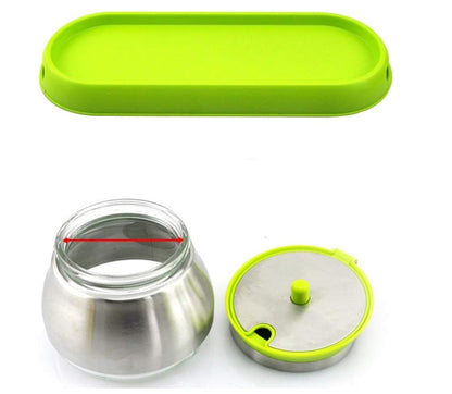 Seasoning Box with Lid, Spice Box Stainless Steel Glass Seasoning Jar Creative