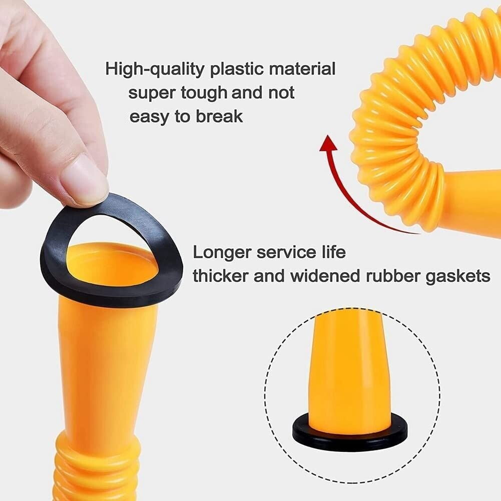 Gas Can Spout Replacement Kit - No Spill Nozzle, Flexible Fuel Spout, Vent Caps & Durable Gasket for 1/2/5/10 Gallon Plastic Gas Cans – Easy Install