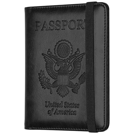 RFID Blocking Leather Passport Holder – Slim Wallet Cover with Card Slots for Men & Women | Airport Must-Have Organizer Travel Essentials
