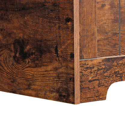 Lift Top Entryway Storage Chest 2 Safety Hinge Wooden Toy Box Bench, Brown