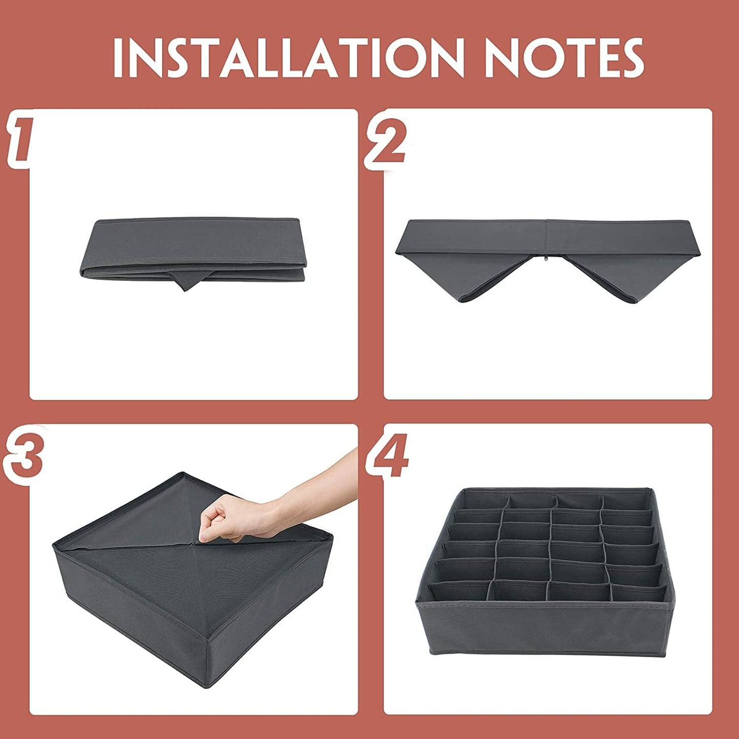 4 Pcs Underwear Organizer Foldable Closet Tie Bra Cabinet Drawer Dresser Storage