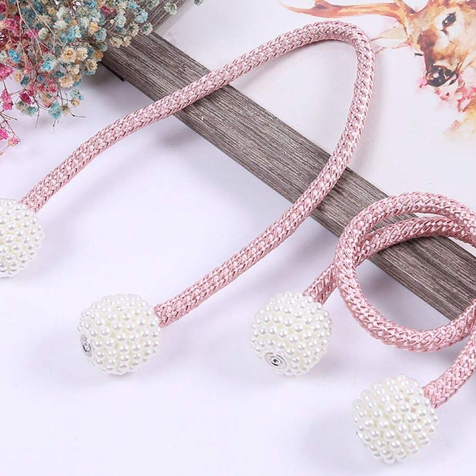2Pcs Curtain Tiebacks Holdbacks Magnetic Buckle Woven Tie Hold Back Clips Rope