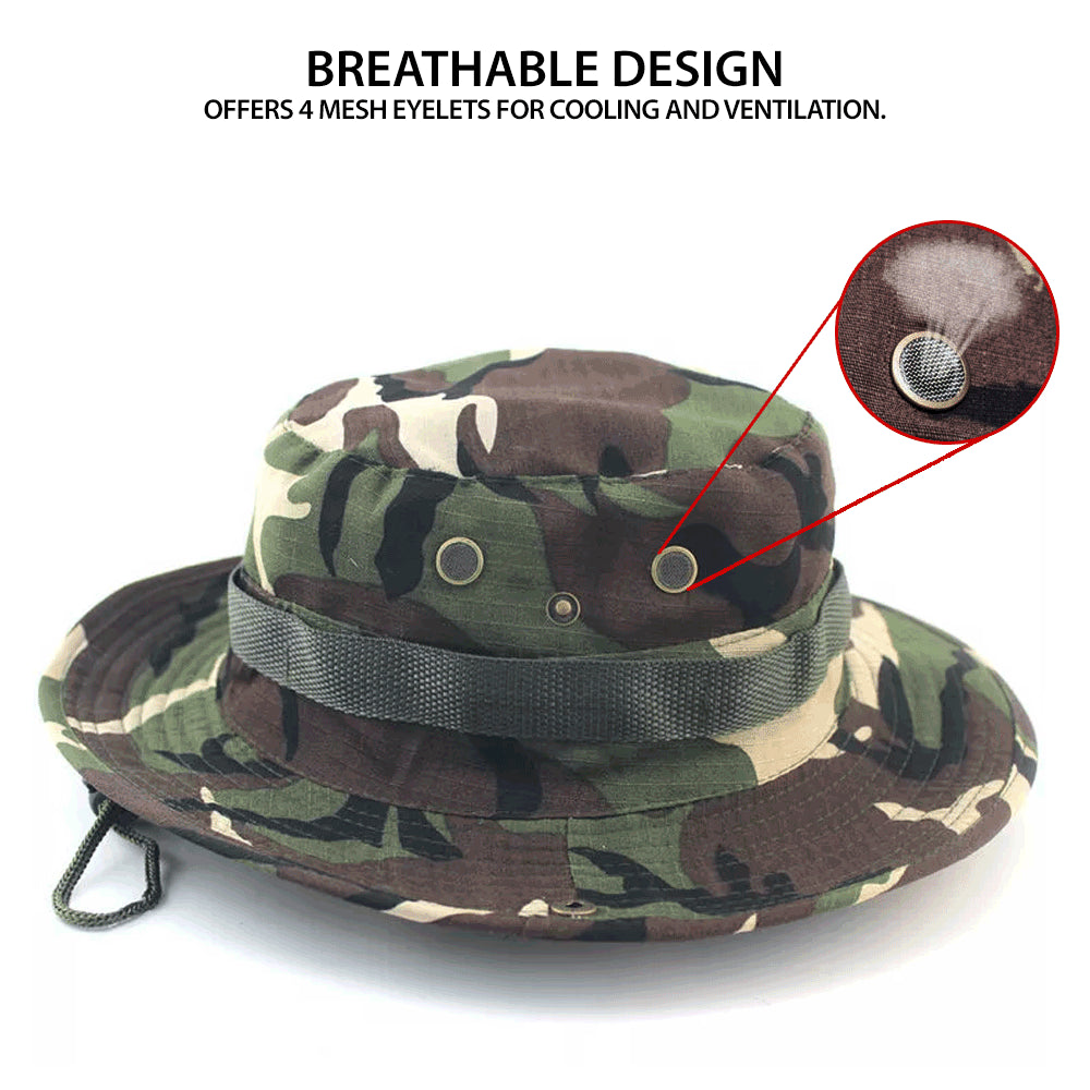 Boonie Bucket Hats Outdoor Fishing Hunting Wide Brim Mesh Camo Safari Sun Cap
