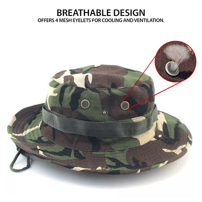 Boonie Bucket Hats Outdoor Fishing Hunting Wide Brim Mesh Camo Safari Sun Cap