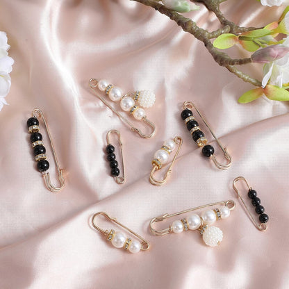 8PCS Pearl Brooch Pins, Decorative Safety Pins for Clothes, Faux Pearl Brooches
