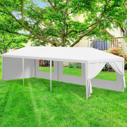 Trending 10'x30' White Party Tent | Outdoor Wedding Gazebo Pavilion w/ 8 Removable Side Walls, Waterproof Cover, Steel Frame & Easy Setup