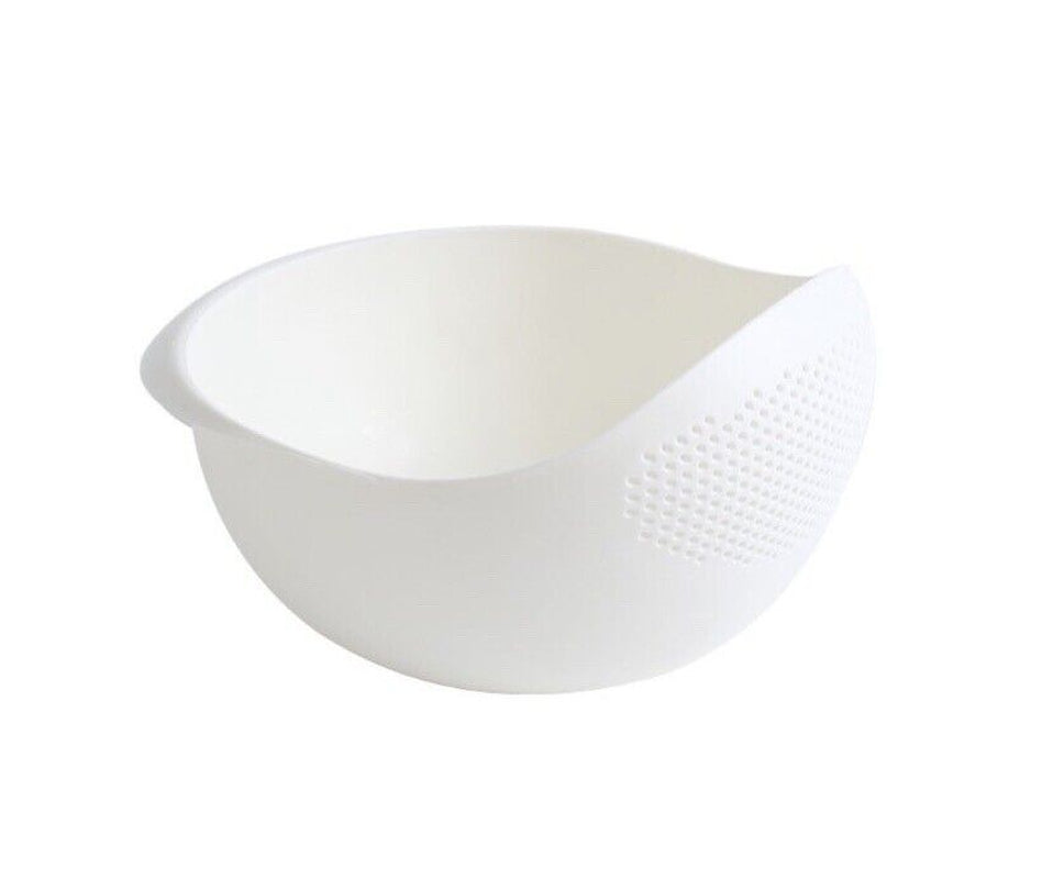 Multi Use Rice Washing Vegetable Fruit Strainer White Bowl Rice Washer