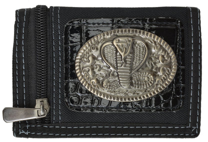 Men'S Tri-Fold Black Chain Wallet Motorcycle Rider Trucker Biker Wallet New